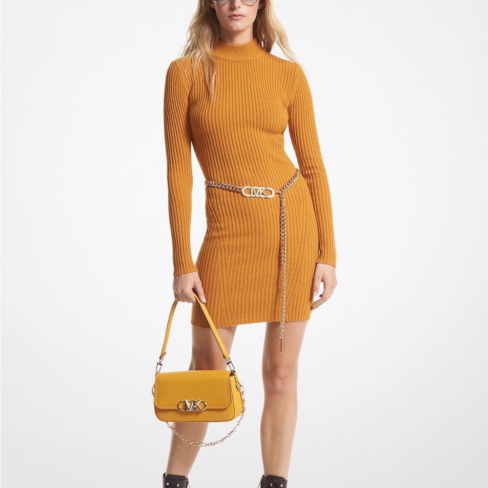 Michael Kors Ribbed Merino Wool Blend Dress